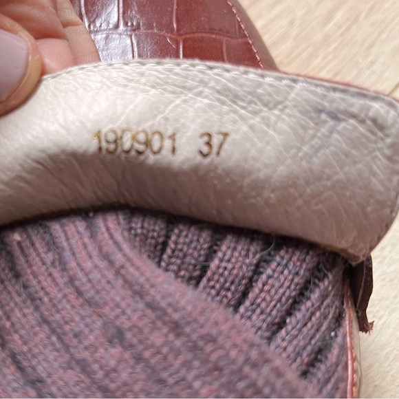 Maroon sock Penny Loafers alligator style leather chunky heel classic slip on - Picture 5 of 16